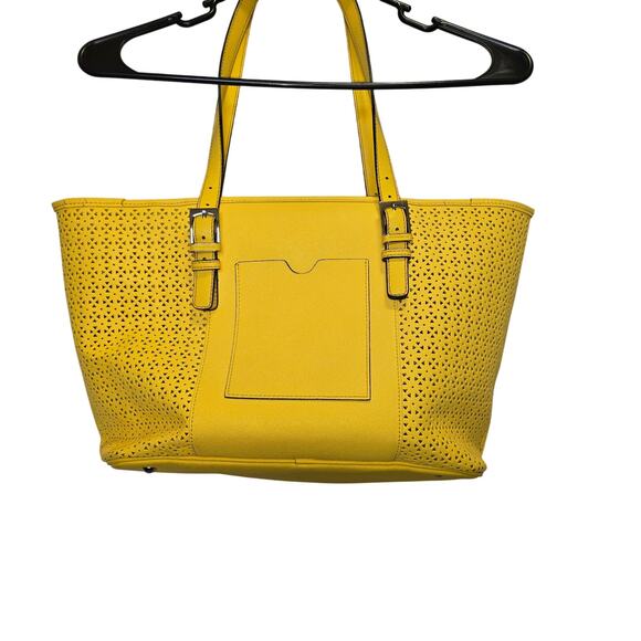Yellow Leather Tignanello Purse Bag Tote Adjustable Staps, ID, and key Holder - Picture 3 of 8